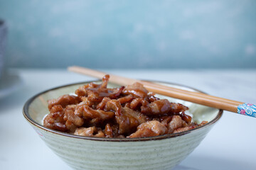 Homemade Japanese Pork Tonkatsu s over Steamed Rice