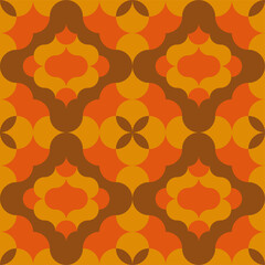 Vector seamless colorful pattern in retro style. 70s colorful background