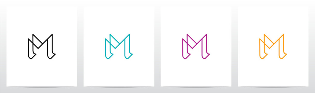 Parallel Lines Connected Forming Letter Logo Design M