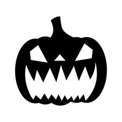 Halloween funny pumpkin. Silhouette or icon of pumpkin. All Saints Day concept. Isolated on white background. Vector.