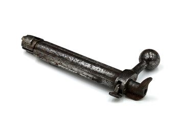 old rifle bolt on white background