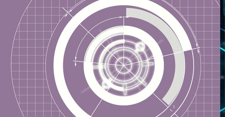 Composition of scopes scanning on purple grid