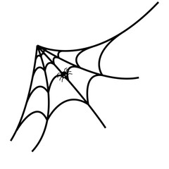 Spider web with a spider. Silhouette. Isolated on white background. Vector