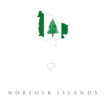Vector illustration of Norfolk Island flag map. Norfolk Island Map Flag. Map of Norfolk Island with flag isolated on white background. Australian External territory of Australia. Vector illustration.