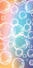 mobile phone wallpaper illustration depicting Flying soap bubbles of different sizes