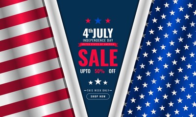 Independence Day USA background sales promotion advertising banner template with american flag design