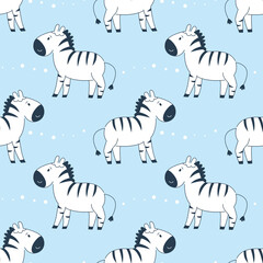 Childish seamless pattern with zebras.