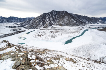 The confluence of Chuya and Katun rivers