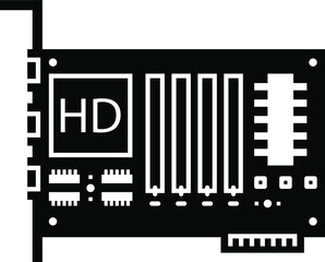 Fototapeta premium TV tuner card Icon Isolated on White Background. PCI Internal Tuner