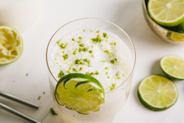 Summer smoothie. Made with coconut milk, fresh lime juice, lime zest and pineapple.