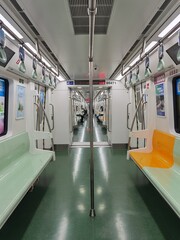 train in motion with empty seats