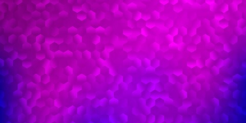 Light purple, pink vector texture with colorful hexagons.