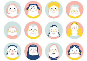 Fototapeta premium 世界の人々の笑顔 女性 イラスト素材 