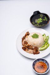 Hainanese Chicken Rice With Fried Chicken