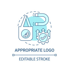 Appropriate logo concept icon. Logotype design abstract idea thin line illustration. Logo balance and proportion. Suitable for target audience. Vector isolated outline color drawing. Editable stroke