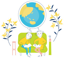 本を読み集う子どもたち　イラスト素材			
