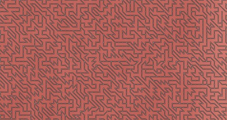Red pattern maze background wallpaper 3d illustration