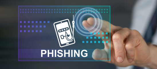 Man touching a phishing concept