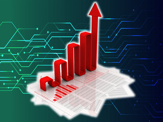 3d rendering Stock market online business concept. business Graph 