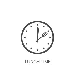 Lunch time vector icon Food time on the clock