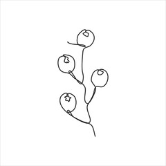 one line drawing of 4 round fruit. continuous line art