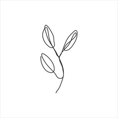 one line drawing of tiny leaves. continuous line art