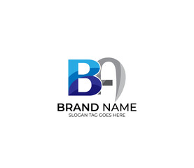 Modern BA Alphabet Blue Or Gray Colors Company Based Logo Design Concept
