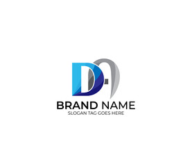 Modern DA Alphabet Blue Or Gray Colors Company Based Logo Design Concept