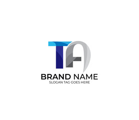 Modern TA Alphabet Blue Or Gray Colors Company Based Logo Design Concept