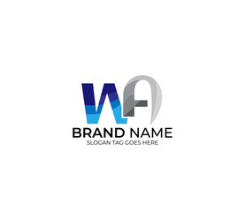 Modern WA Alphabet Blue Or Gray Colors Company Based Logo Design Concept