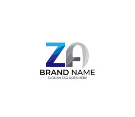 Modern ZA Alphabet Blue Or Gray Colors Company Based Logo Design Concept - obrazy, fototapety, plakaty