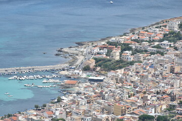 Veduta del golfo di sferracavallo, borgata marinara di Palermo, Sicilia
