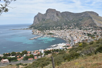 Veduta del golfo di sferracavallo, borgata marinara di Palermo, Sicilia