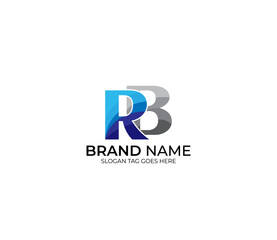 Modern RB Alphabet Blue Or Gray Colors Company Based Logo Design Concept