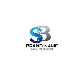 Modern SB Alphabet Blue Or Gray Colors Company Based Logo Design Concept