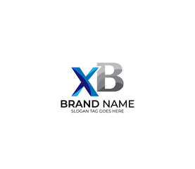 Obraz premium Modern XB Alphabet Blue Or Gray Colors Company Based Logo Design Concept