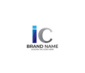 Modern IC Alphabet Blue Or Gray Colors Company Based Logo Design Concept