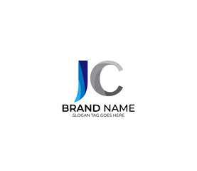 Modern JC Alphabet Blue Or Gray Colors Company Based Logo Design Concept