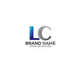Modern LC Alphabet Blue Or Gray Colors Company Based Logo Design Concept