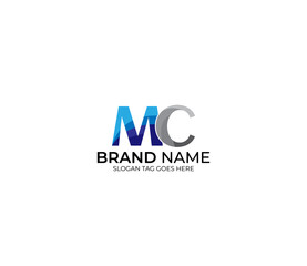 Modern MC Alphabet Blue Or Gray Colors Company Based Logo Design Concept
