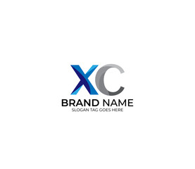 Modern XC Alphabet Blue Or Gray Colors Company Based Logo Design Concept