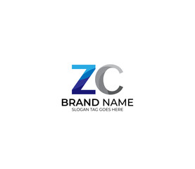 Modern ZC Alphabet Blue Or Gray Colors Company Based Logo Design Concept