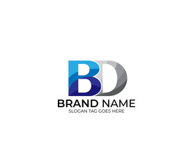 Modern BD Alphabet Blue Or Gray Colors Company Based Logo Design Concept