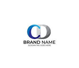 Modern CD Alphabet Blue Or Gray Colors Company Based Logo Design Concept