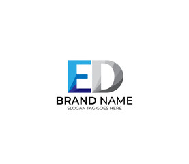 Modern ED Alphabet Blue Or Gray Colors Company Based Logo Design Concept