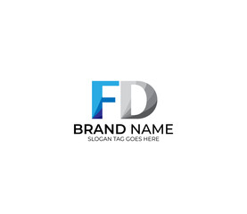 Modern FD Alphabet Blue Or Gray Colors Company Based Logo Design Concept