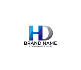 Modern HD Alphabet Blue Or Gray Colors Company Based Logo Design Concept