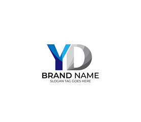 Modern YD Alphabet Blue Or Gray Colors Company Based Logo Design Concept