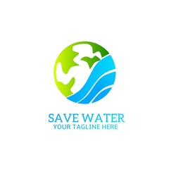 Fototapeta premium Globe and water symbolizing celebration world water day. Ilustration Design logo. 