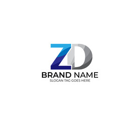 Modern ZD Alphabet Blue Or Gray Colors Company Based Logo Design Concept
